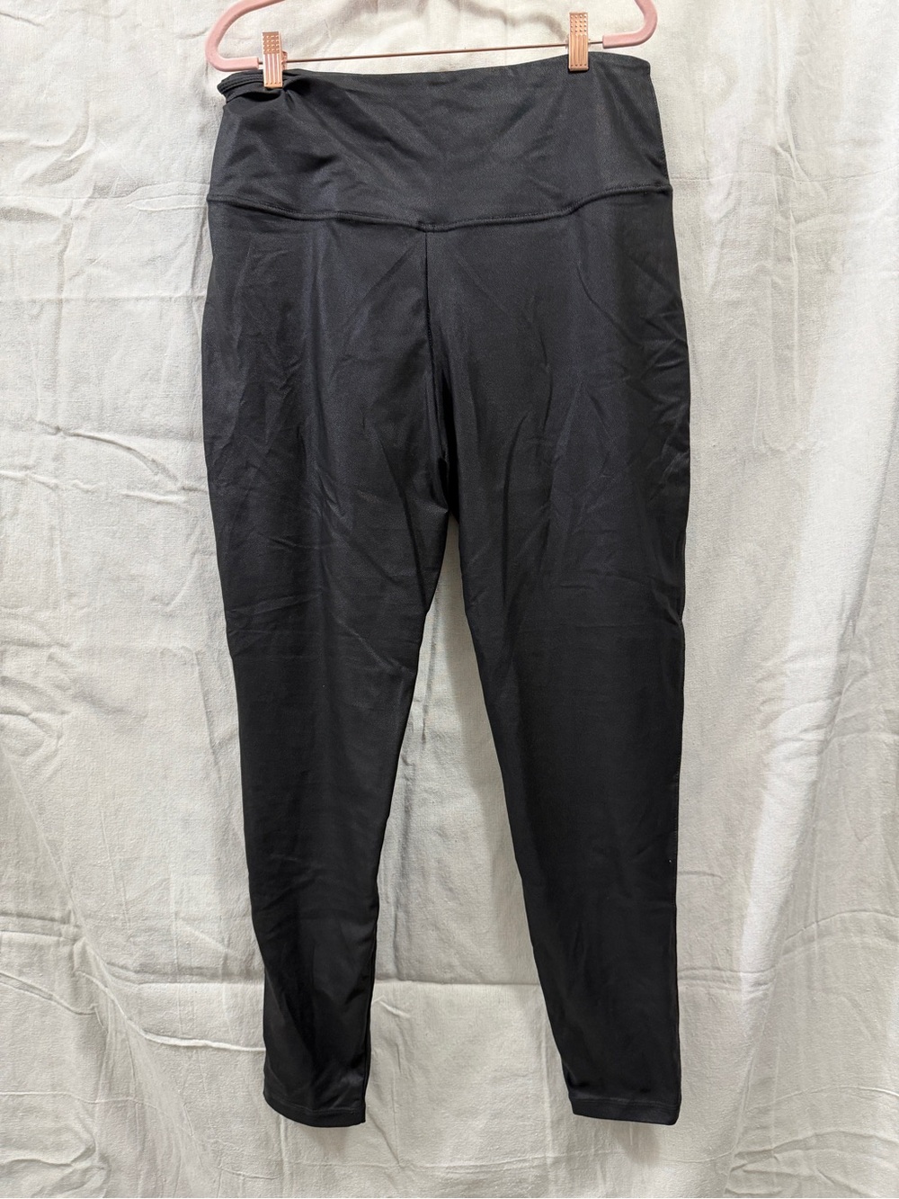 High-Waist Black Active Leggings faux leather